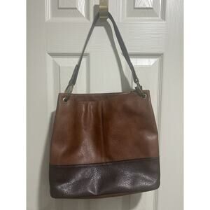 Brown Two Tone Wrangler Vegan Leather Western Shoulder Bag Handbag Purse